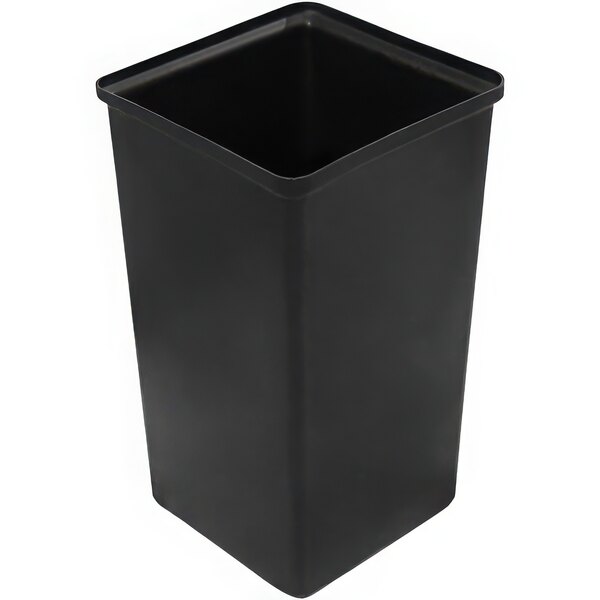 A black square plastic liner for a trash receptacle.