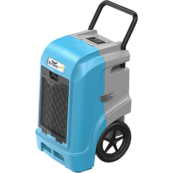 A blue and grey AlorAir Storm Ultra LGR 90 commercial dehumidifier.