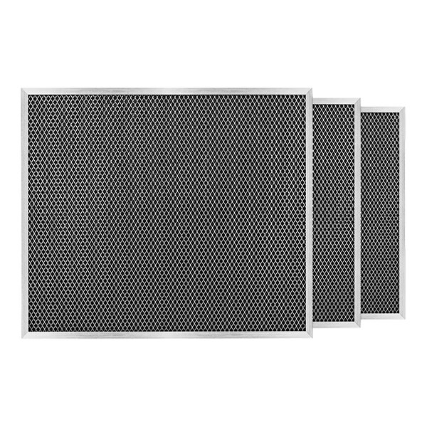 Three black AlorAir MERV-1 filters with metal mesh.