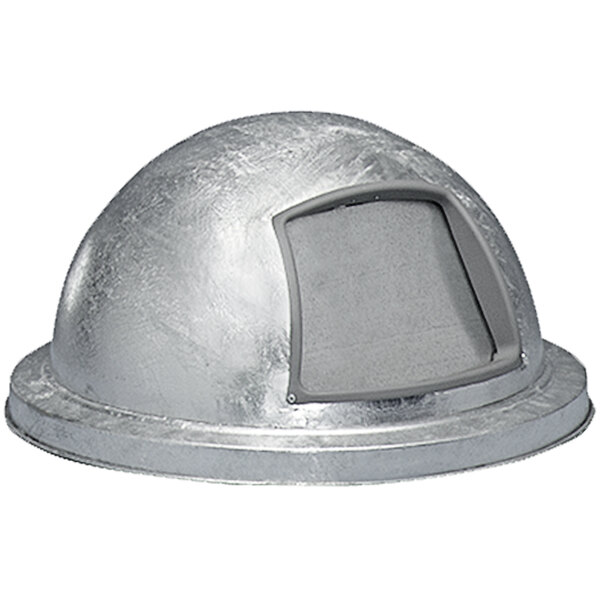 A grey metal dome with a round window.