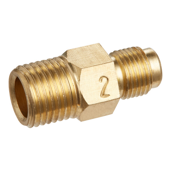 A brass Cooking Performance Group liquid propane pilot orifice with the number 2 on it.