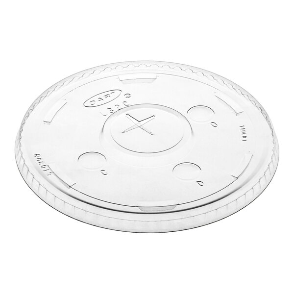 Dart L32CR 32 oz. Clear Flat Plastic Lid with Straw Slot - 1,000/Case
