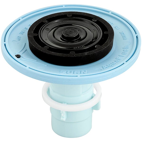A blue and black plastic Zurn diaphragm valve assembly.