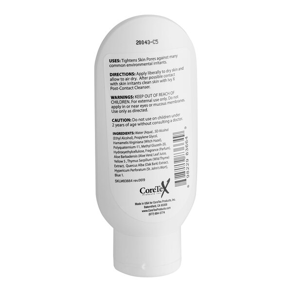 A white bottle of IvyX Pre-Contact Skin Solution with black text.