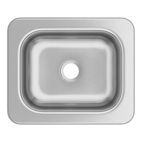 A top view of a Regency stainless steel drop-in sink with a square hole.