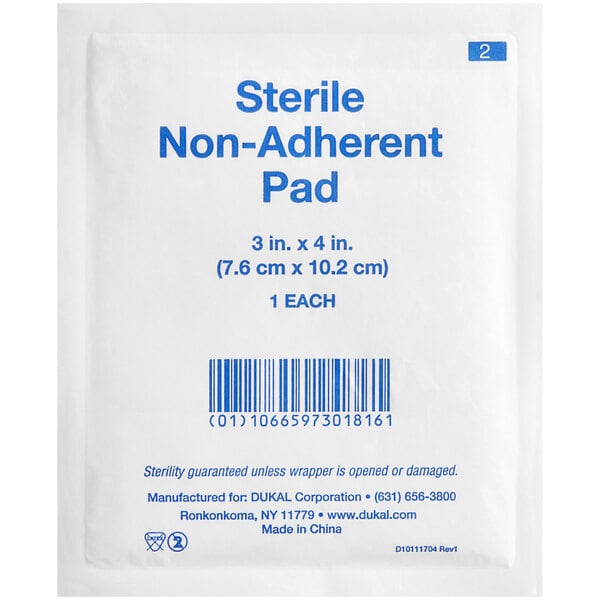 A white First Aid Only package with blue text containing sterile non-adherent pads.