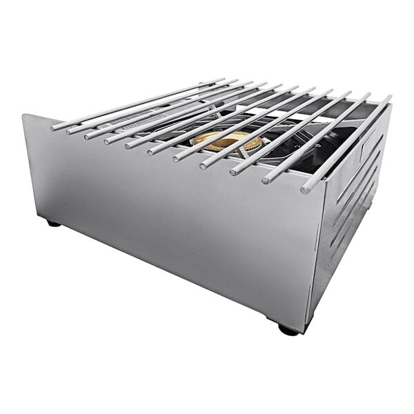 A stainless steel Chef Master butane stove cover with a metal grate.
