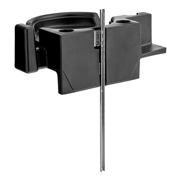 A black plastic Vac Station with a metal pole attached to it.