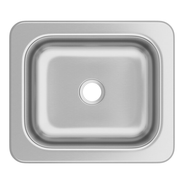 A Regency stainless steel drop-in sink with one compartment over a counter.