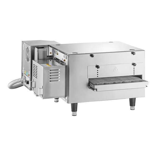 A Cooking Performance Group Countertop Ventless Impinger Electric Conveyor Oven with a drawer.