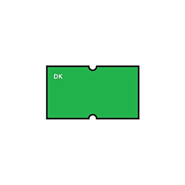 A rectangular green DayMark label with black outline and the letters "DK" in the center.