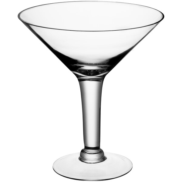 An Acopa Colossal martini glass with a clear stem and base.