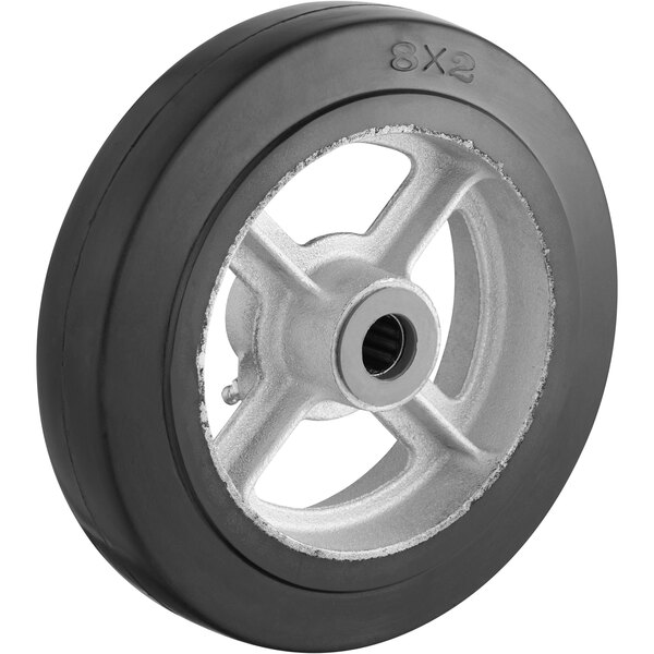 A black wheel with a silver rim.