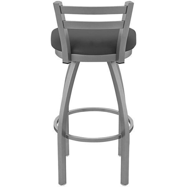 A black and silver Holland Bar Stool with a gray seat.