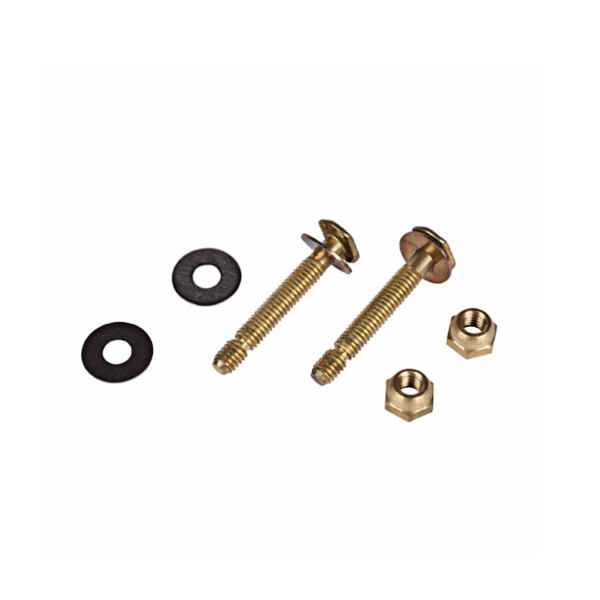 A close-up of a Hercules Johni-Bolt brass screw and nuts.