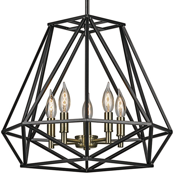 Globe Vintage Dark Bronze / Antique Brass Chandelier - 120V, 60W