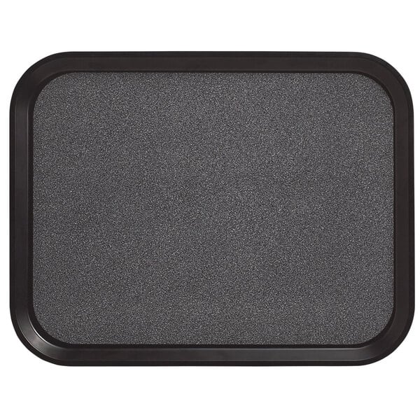 A black rectangular Cambro non-skid tray with a black border.