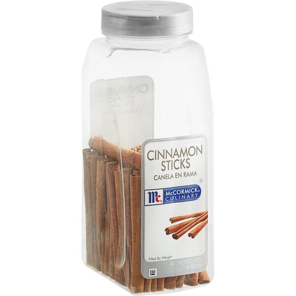 A container of McCormick Culinary Cinnamon Sticks.