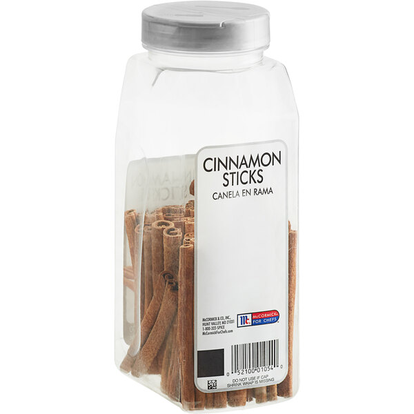 A jar of McCormick Culinary Cinnamon Sticks.