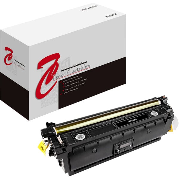 A Point Plus black toner cartridge for HP printers with a yellow label.