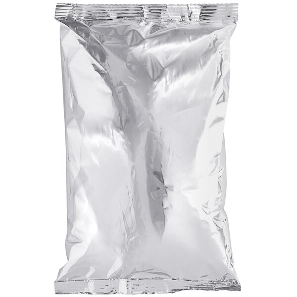 A silver bag of Valrhona Dutched Cocoa Powder on a white background.