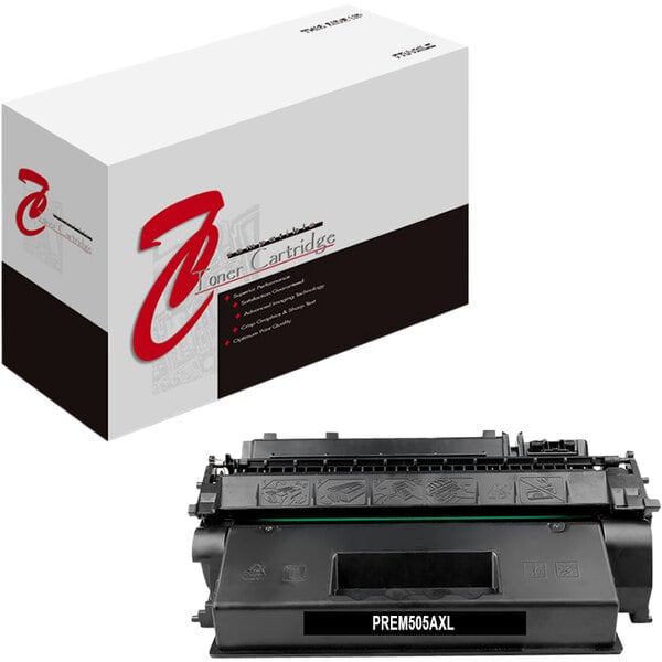 A black Point Plus remanufactured HP CE505A toner cartridge in a white box.