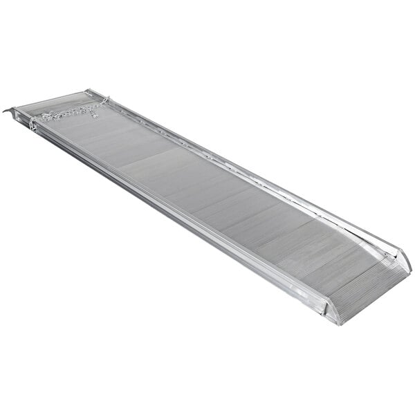 A silver aluminum Vestil walk ramp.