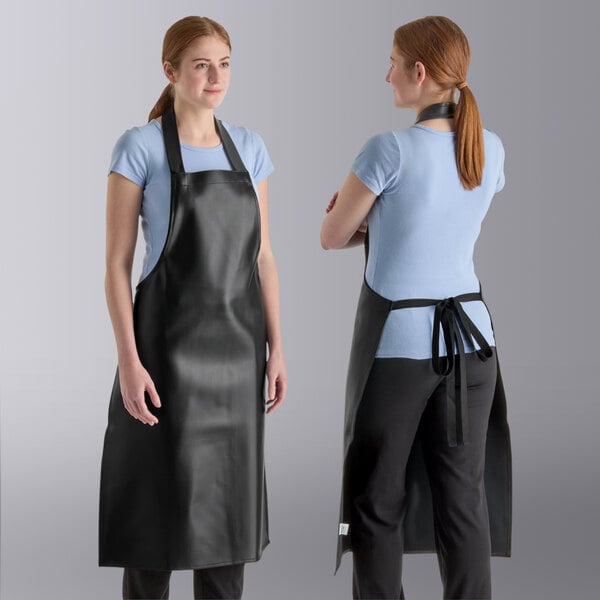 Choice Bulk Black 38 Mil Heavy Weight Vinyl Dishwasher Apron - 48/Case