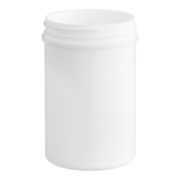 A 4 oz. white plastic container with a lid.