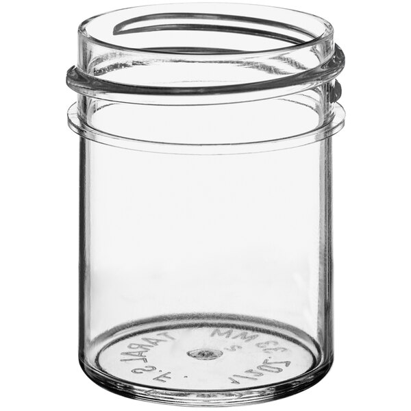 A clear polystyrene jar with a lid.