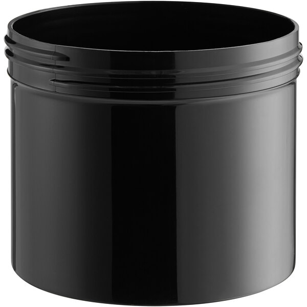 A 32 oz. black polypropylene jar with a lid.