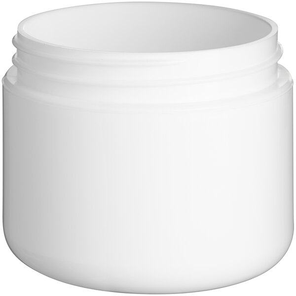 A white polypropylene jar with a lid.