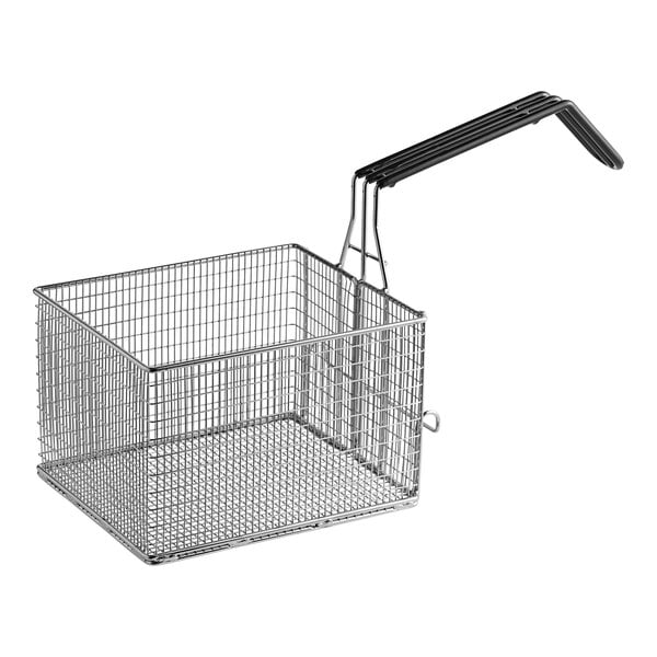 A Henny Penny wire fry basket with a handle.