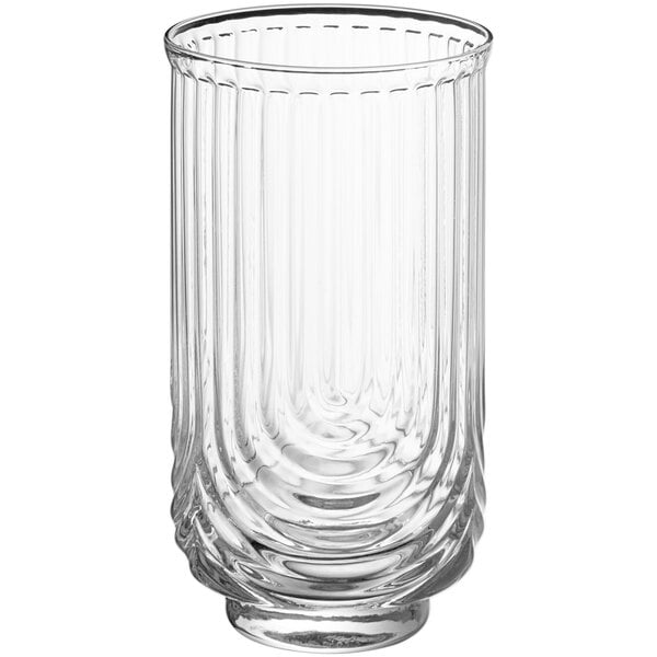 An Acopa Zelda highball glass with a spiral design.