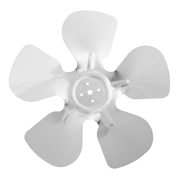 A close-up of a white Avantco condenser fan blade.