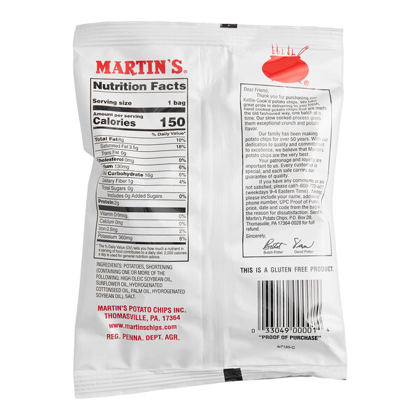 Martin's Kettle-Cook'd Potato Chips 1 oz. Bag - 60/Case
