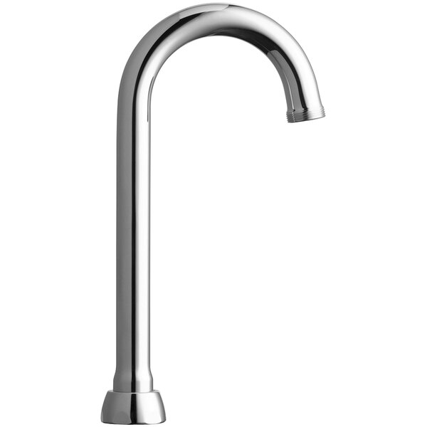 A Chicago Faucets gooseneck spout with a chrome finish.