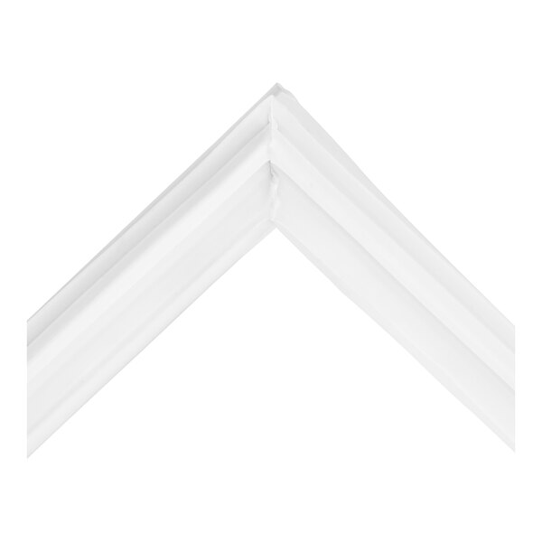 A close-up of a white corner of a Avantco door gasket.