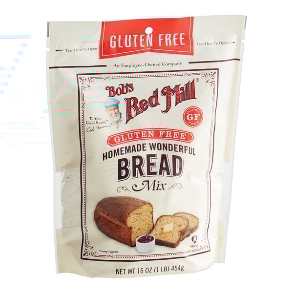 A bag of Bob's Red Mill Gluten-Free Homemade Wonderful Bread Mix on a white background.