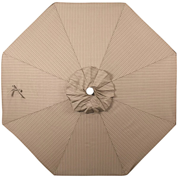 A top view of a California Umbrella Ridge Sequoia Olefin Replacement Canopy in beige.