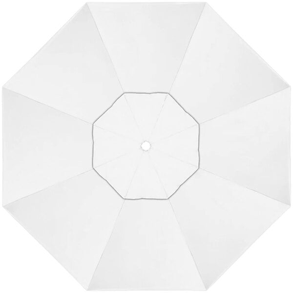 A white California Umbrella replacement canopy with a center hole.