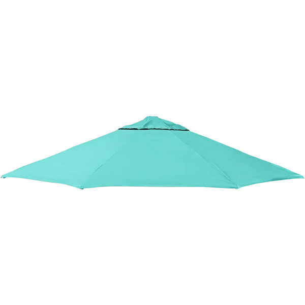 A blue California Umbrella canopy with a top.