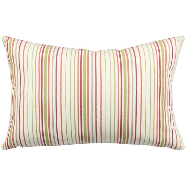 An Astella white rectangular throw pillow with red and green stripes.