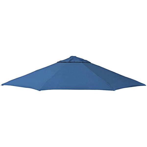 A blue California Umbrella canopy on a white background.