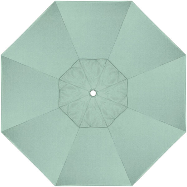 A top view of a green California Umbrella canopy.