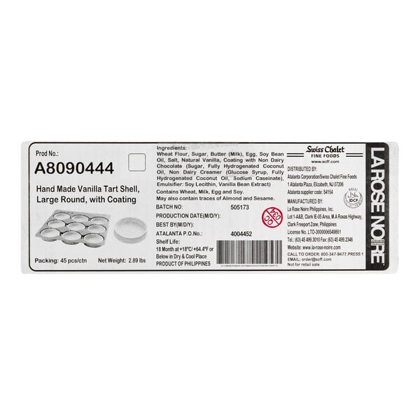 La Rose Noire 3 3/16" Large Round Vanilla Tart Shell - 45/Case