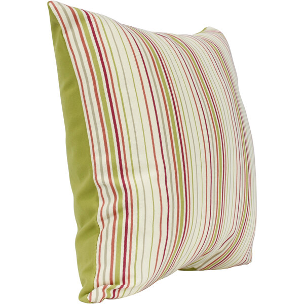 An Astella Donovan throw pillow with green and pink stripes.