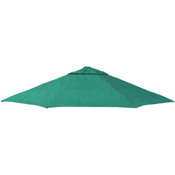 A close-up of a green California Umbrella replacement canopy with a white background.