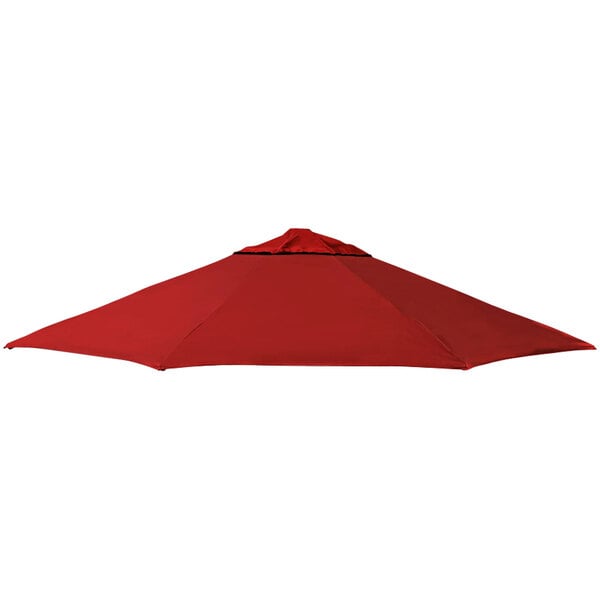 A California Umbrella jockey red replacement canopy with a black band.