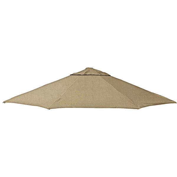 A tan California Umbrella canopy.